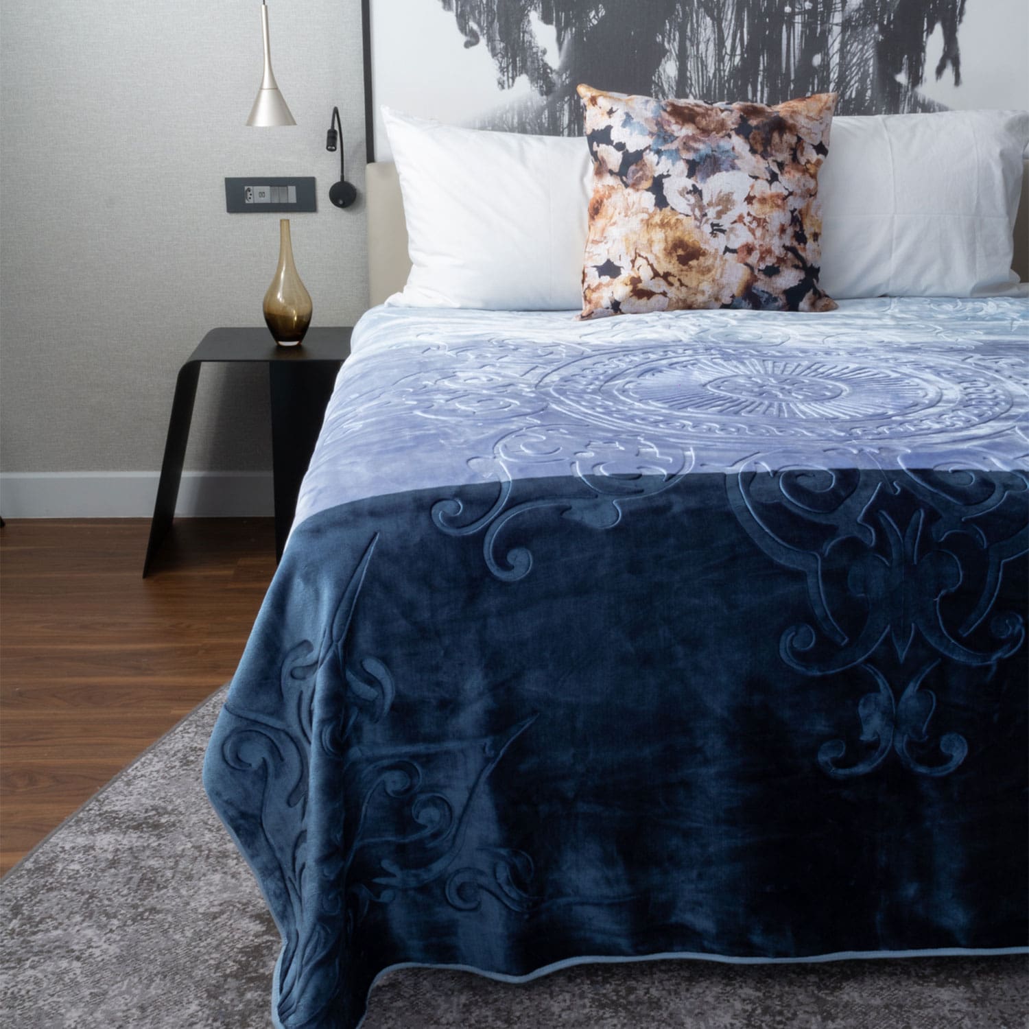 Colourful Faux Mink Blanket Blue Colourful Faux Mink Blanket Blue