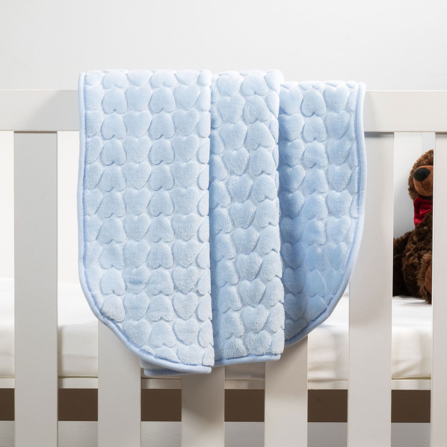 Baby Faux Mink Blanket Blue Heart Pattern Baby Faux Mink Blanket Blue Heart Pattern