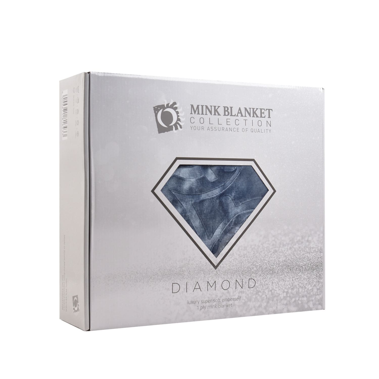 Diamond Faux Mink Blanket Denim Blue Packaging Diamond Faux Mink Blanket Denim Blue Packaging