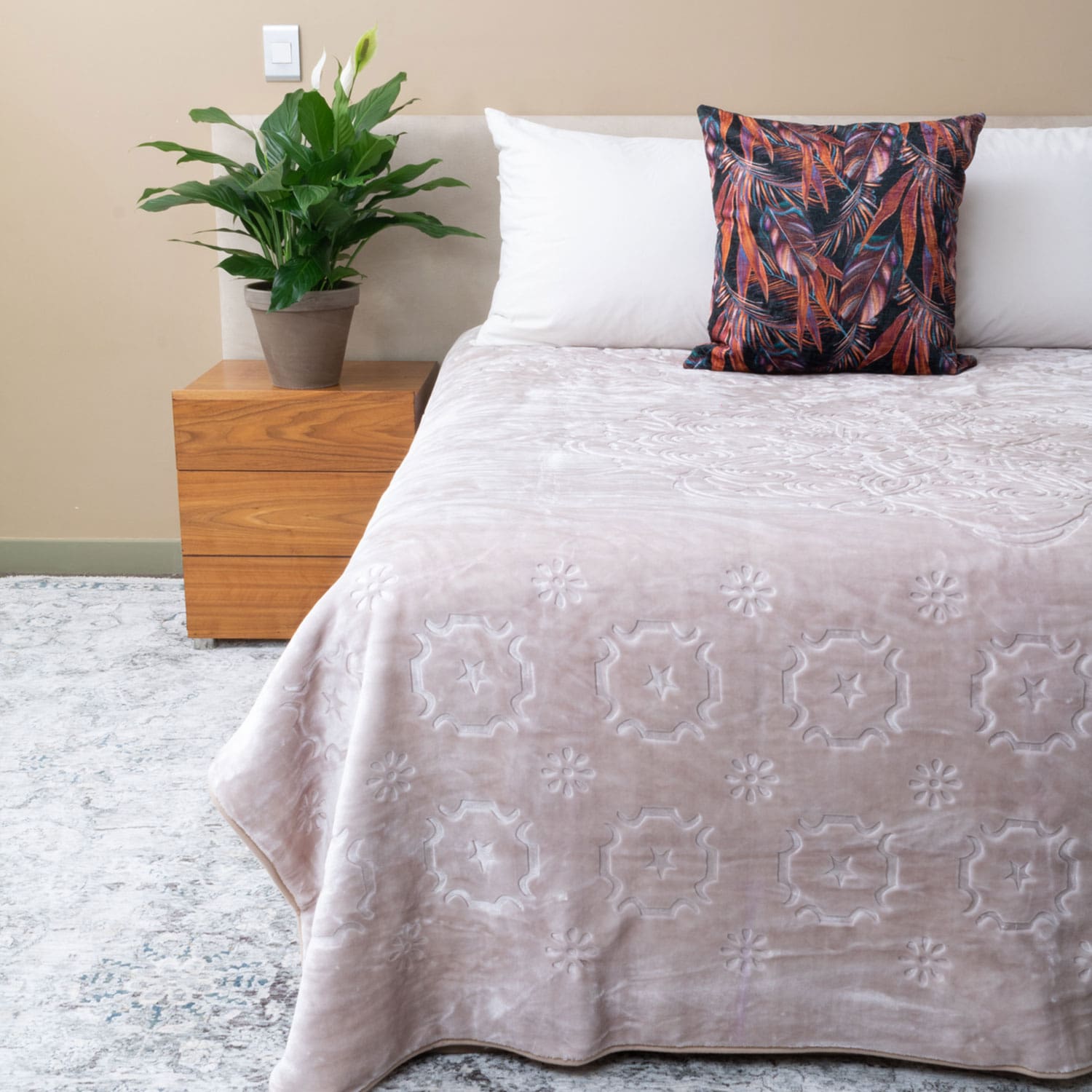 Diamond Faux Mink Blanket Peach Diamond Faux Mink Blanket Peach