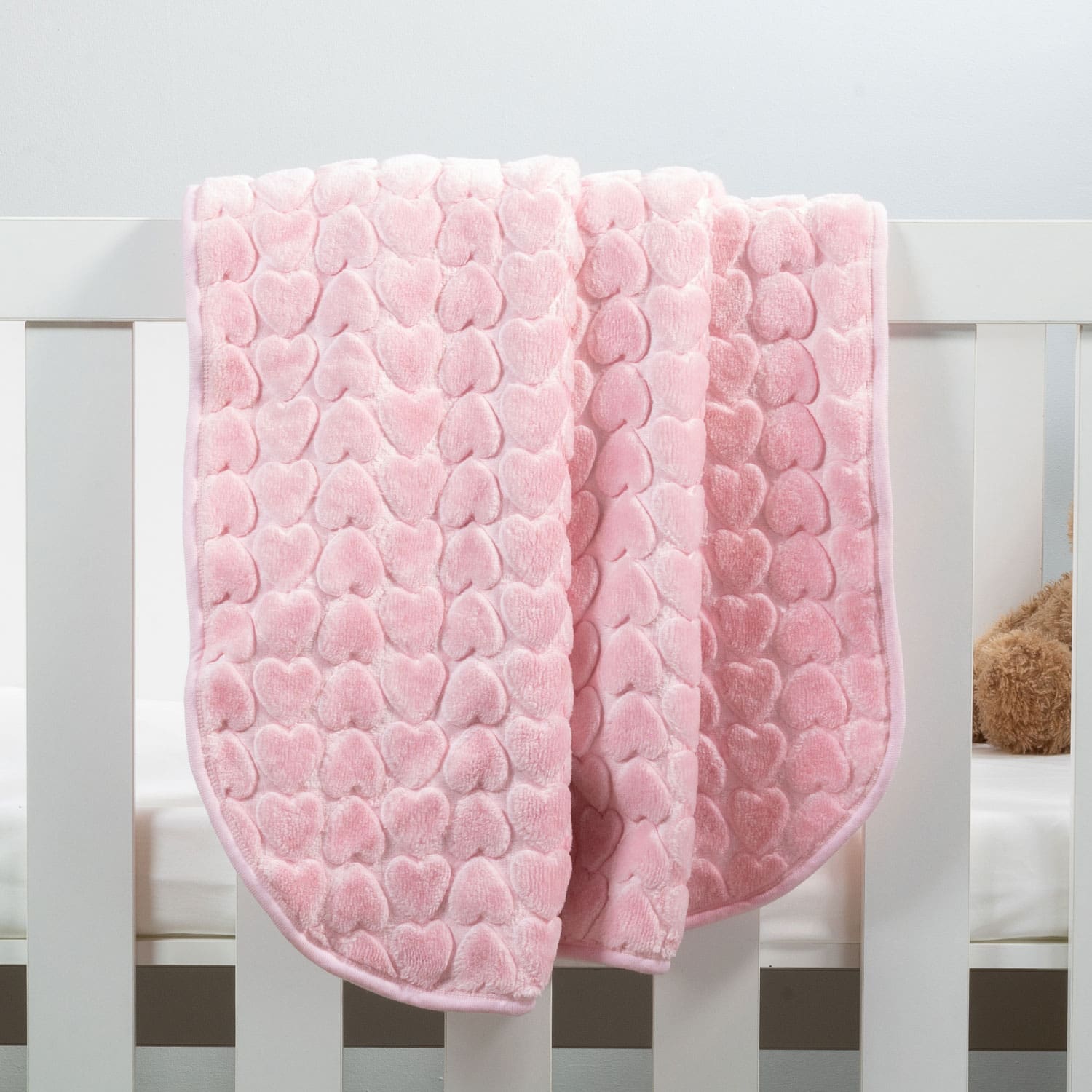 Baby Faux Mink Blanket Pink Heart Pattern Baby Faux Mink Blanket Pink Heart Pattern